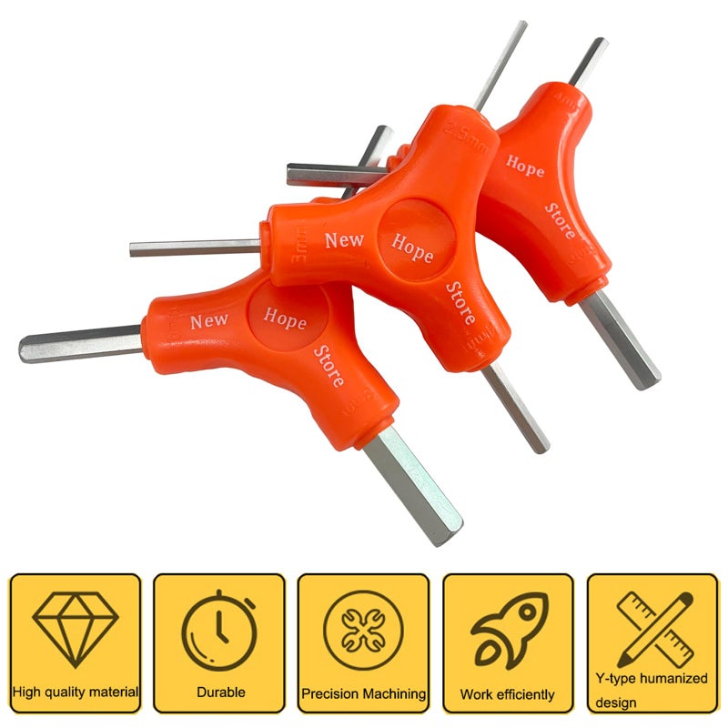 New Hope Store 3-Way Bike Hex Wrench Set, Y Allen Wrench All-In-One Multifunctional Biking Maintenance Tool Cycling Torque Spanner Internal Hex Key Repair Tool for Mountain Bicycle, 3Pcs(2.5, 3, 4, 5, 6, 8mm) - Image 5